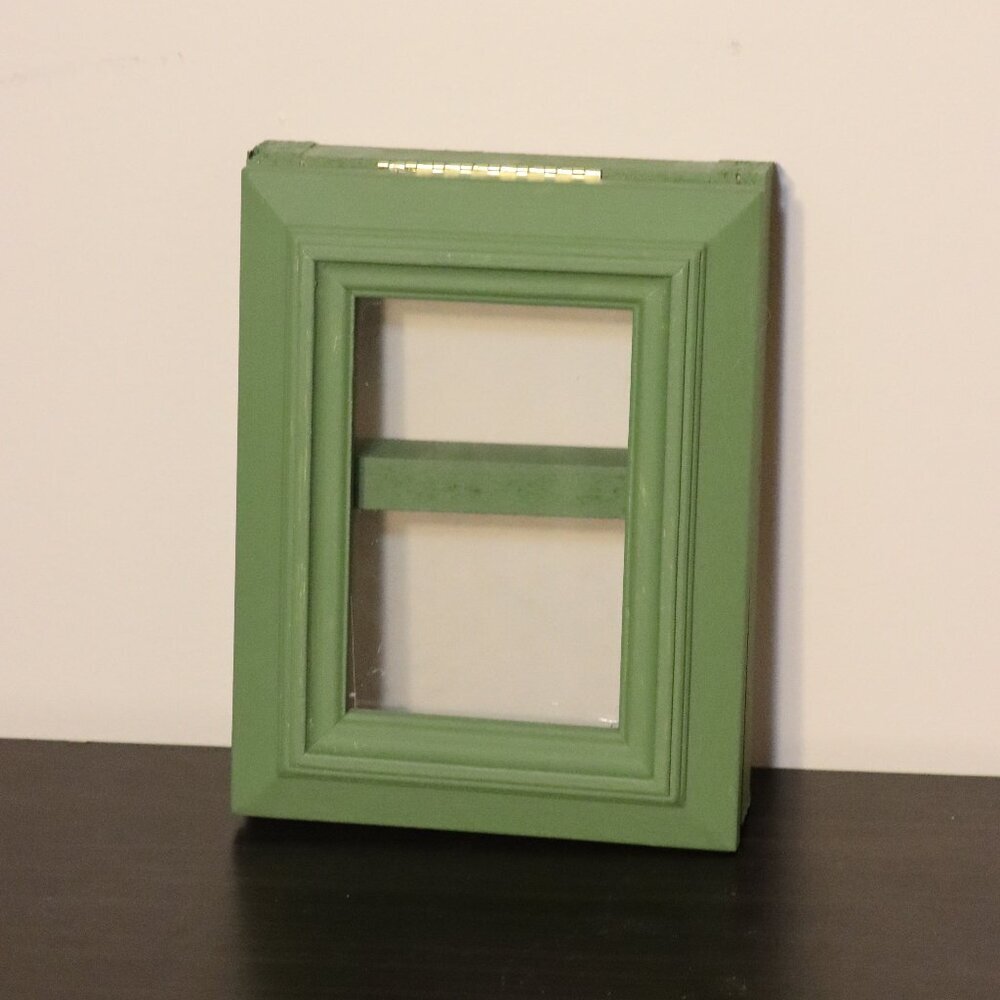 Framed green picture frame and shelf - perfect for storing small items!